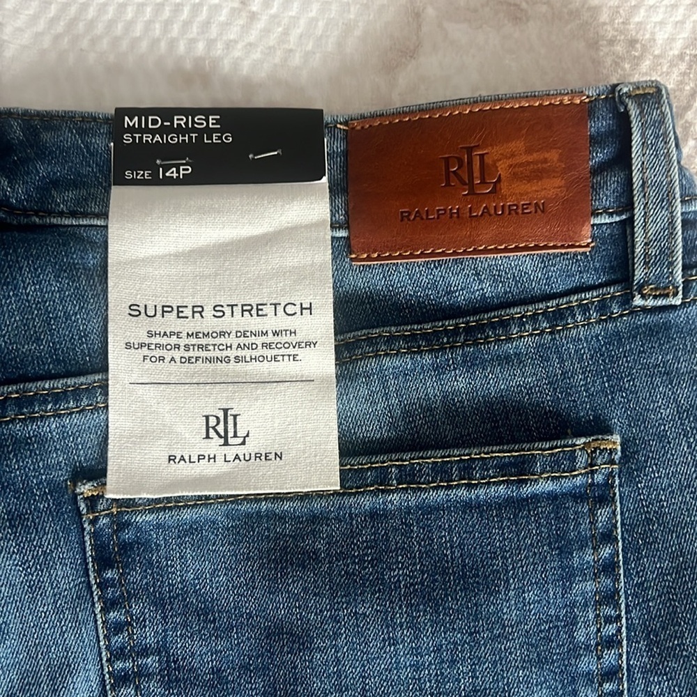 Ralph Lauren Blue Straight Leg Jeans Mid-Rise Size 14P x 29 - Picture 7 of 11